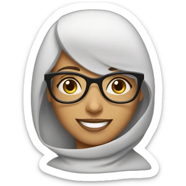 an arabic woman with glasses and smile sticker