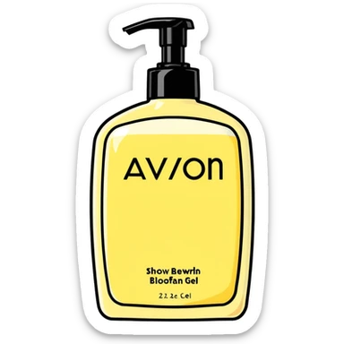 AVON shower gel, body scrub, and loofah sticker