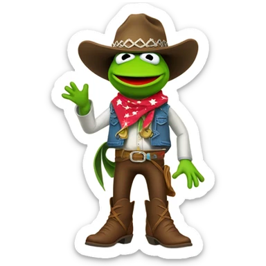 Kermit the frog with a cowboy sticker