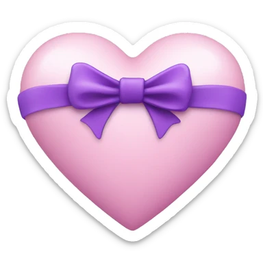 Light pink heart with purple bow sticker