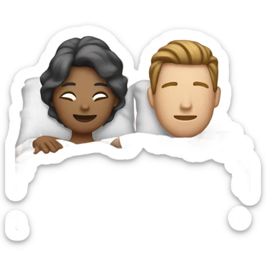 married man and woman sleeping in bed with striped pajamas  sticker