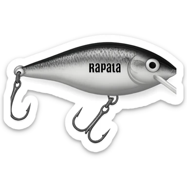 classic silver and black Rapala fishing lure side view sticker
