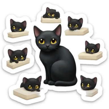 Black cat and kittens attending funeral sticker