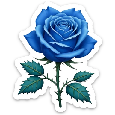 Blue rose with prickly the stem sticker