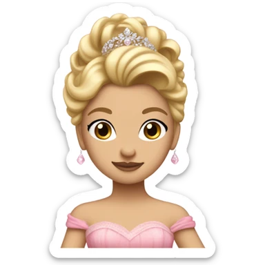 Girly Princess with pink ballgown and light skin and big blonde hair updo pretty detailed realistic  sticker