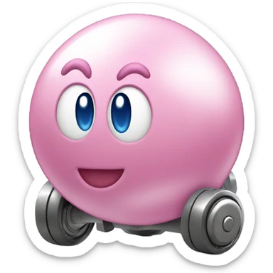 Metal Kirby ball with wheels sticker