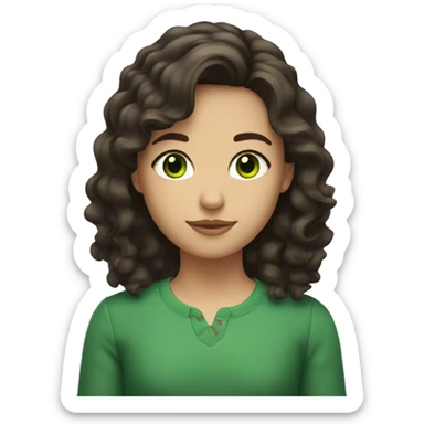 girl with dark brown wavy hair and green eyes sticker