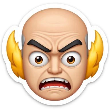 Text mopo above and an angry man sticker