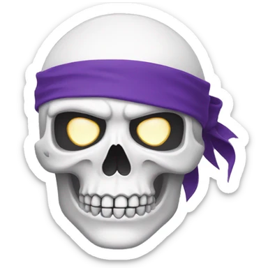 white skull head with purple ninja headband sticker