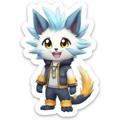 Anthro Scalie Spiky Cool Edgy Magical Shiny Colorful Pastel Sparkle Kemono-style Chibi Fantasy-Animal-Fakémon-Pokémon-Hybrid Fur Sona Aesthetic Full Body sticker