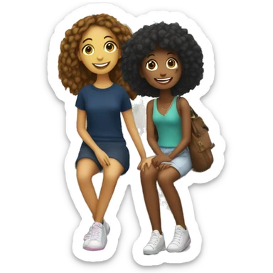 A girl hanging out with her friend at paris sticker