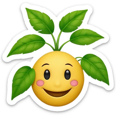 Smiley face with plant instead of eyes sticker