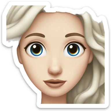 Woman, pale skin, dark brown wavvy hair, big blue eyes sticker