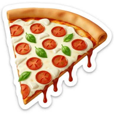 Italian cuisine HUMANLESS avatar in bright emoji-style illustration. Pizza slice or pasta, red green colors, simple shapes, flat design, cheerful and expressive. sticker