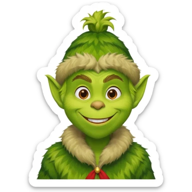 Grinch in green fur coat sticker