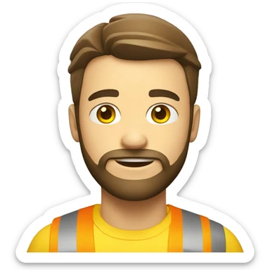 A braver man, with beard, white skin, with a construction hat yellow sticker