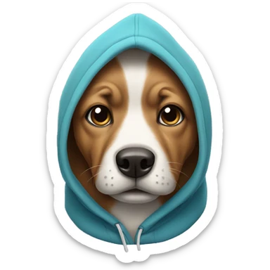 Dog wearing a hoodie sticker