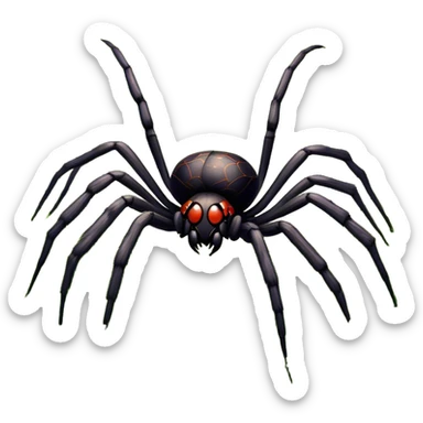 Huge spider sitting on grass with flowers, surrounded by a lush meadow. Detailed legs and body, with soft natural lighting enhancing its texture. Calm, serene background with vibrant greenery and a clear sky. Transparent background. sticker