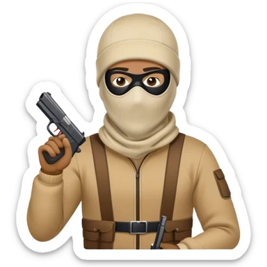 Man with ski mask holding a pistol sticker