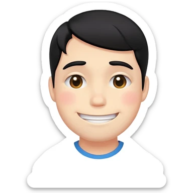 embarrassed white smiley face with black hair sticker