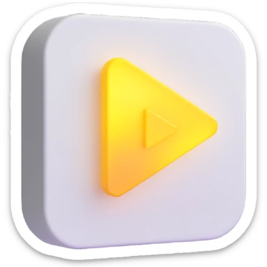 Graphic: 🎥 Play button icon (white) with yellow glow.
Animation: Play button pulses softly.
Background: Transparent.


 sticker