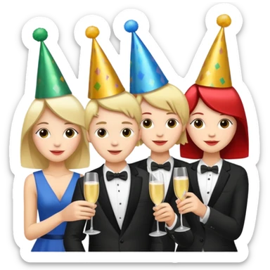 A dense crowd of mostly white adults at an afterwork party sticker