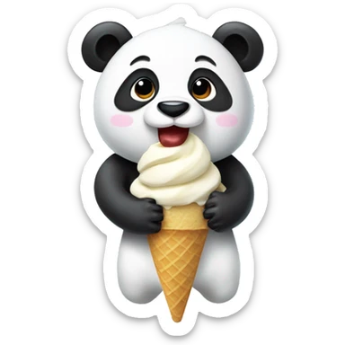 Panda eating ice cream sticker