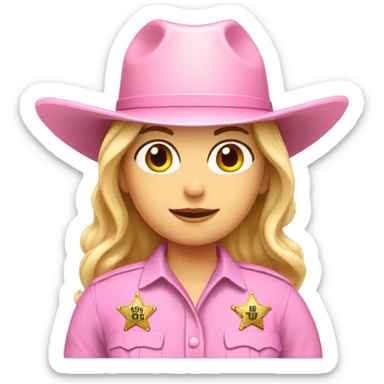 female sheriff pink hat Caucasian  sticker