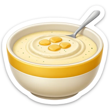 a bowl of grits, minimal, no spoon, simple, clear sticker
