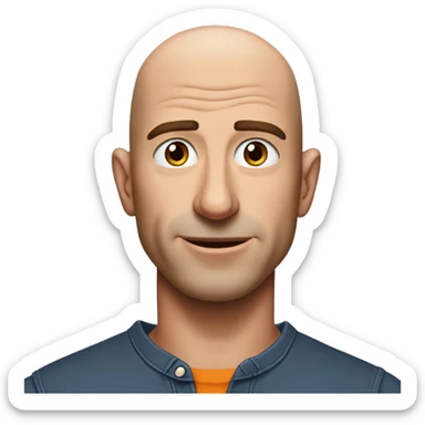generate the  jeff bezos emoji, his face has a "why is that" look and his hand are on his neck scraching sticker