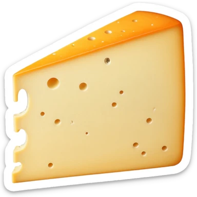 wedge of Saint-Nectaire cheese with orange-gray washed rind, creamy pale yellow inside, smooth supple texture, small holes, gentle sheen, rind with subtle aging marks, soft lighting, subtle shadows, emoji scale sticker
