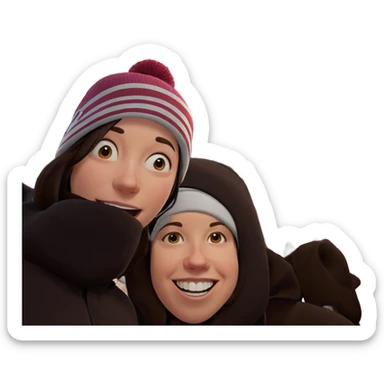 smiling girls in city hats sticker