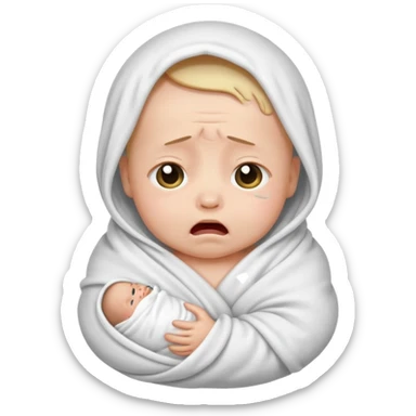 a swaddled baby crying sticker