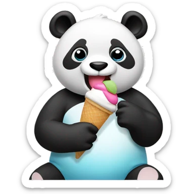 Panda eating ice cream sticker