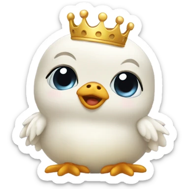 Cute animal chick crying with crown sticker