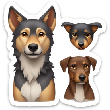 Wolf with Daschhund and Minpin like friends sticker