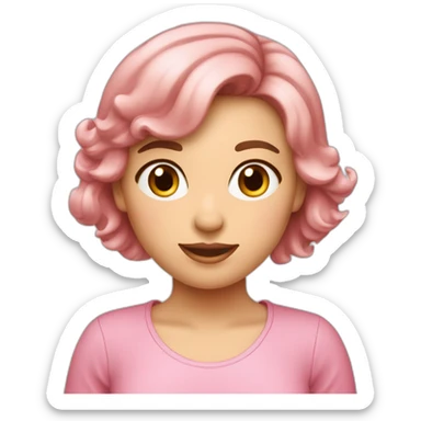 Une jeune femme aux cheveux court rose qui fait de la céramique sticker