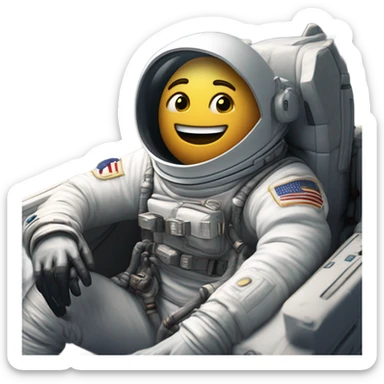 Um astronauta em um foguete viajando por planetas e estrelas, com um mapa de tesouro no fundo. sticker