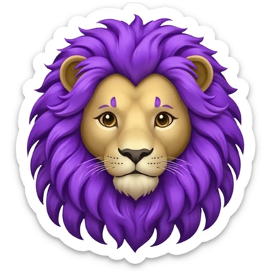 glitter purple and cian lion sticker
