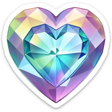 faceted heart crystal, glowing sticker