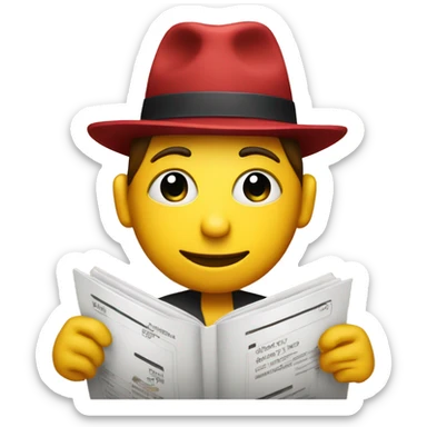 Person with a hat holding a restaurant menu sticker