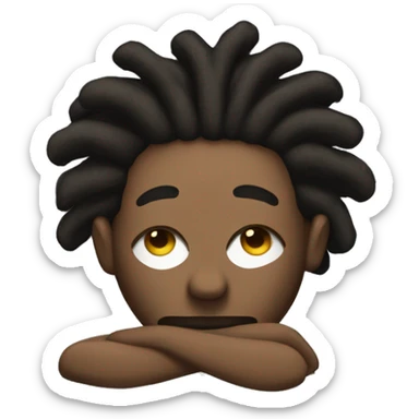 “Black man with dreadlocks, sick in bed sticker