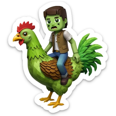 Minecraft zombie on Minecraft chicken sticker