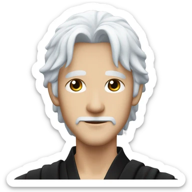 Japanese white haired guy with crystal blue eyes and black robes  sticker