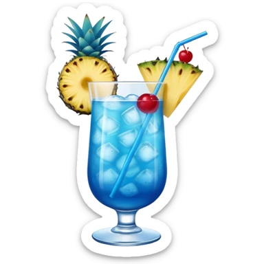Blue Hawaiian mocktail pineapple cherry garnish  sticker