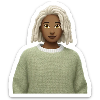 Sage and White cropped oversize wool sweater, isolated sticker