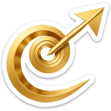3D golden spiral arrow goin upwards, dynamic twist ribbon style, elegant metallic gold, smooth gradient lighting, realistic shadows, clean modern vector look, professional infographic design sticker