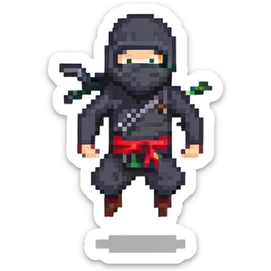 masked ninja jumping sticker