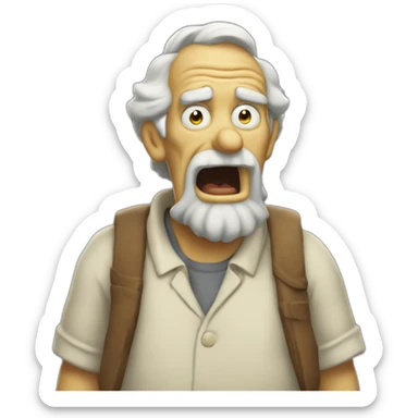 old man homer yells at magic sticker