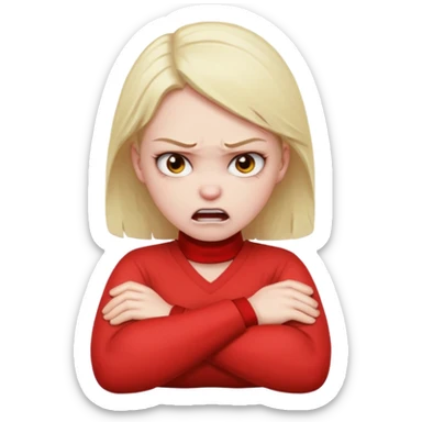 arms crossed holding neck mad girl  sticker